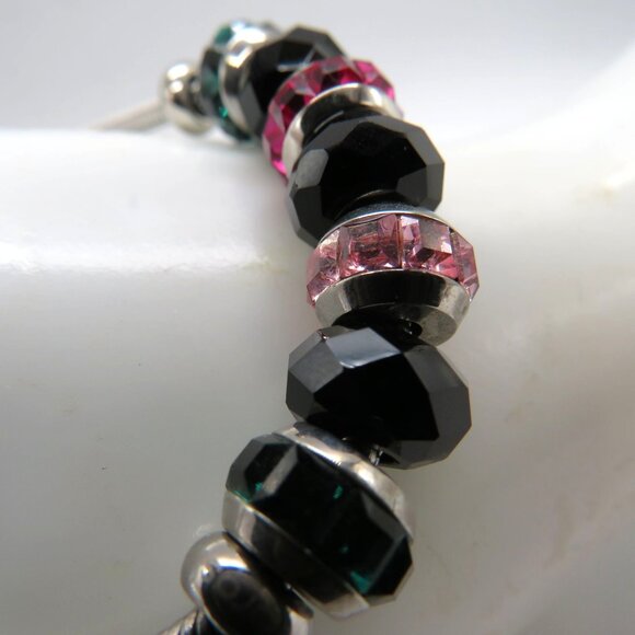 Brosway Bracelet Silver Tone Faceted Multi Color Beads Black Pink Green - Picture 10 of 16